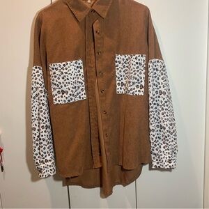 Animal print Corduroy Dropped Shoulder button down shirt or jacket